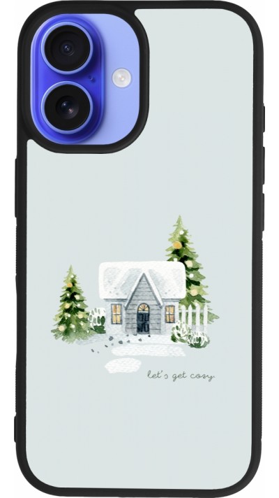 Coque iPhone 16 - Silicone rigide noir Winter 25 Cosy House