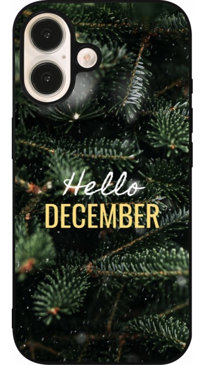 Coque iPhone 16 - Silicone rigide noir Winter 25 Winter hello december