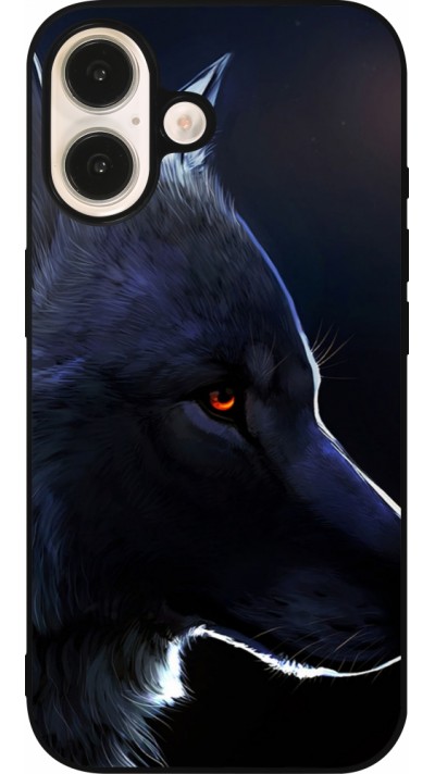 Coque iPhone 16 - Silicone rigide noir Wolf Shape Coque iPhone 16 - Silicone rigide noir Wolf Shape