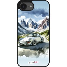 iPhone 16e Case Hülle - Silikon schwarz Porsche 911 Berg Aquarell
