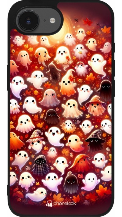 Coque iPhone 17e / 16e - Silicone rigide noir Fantômes automne mignons