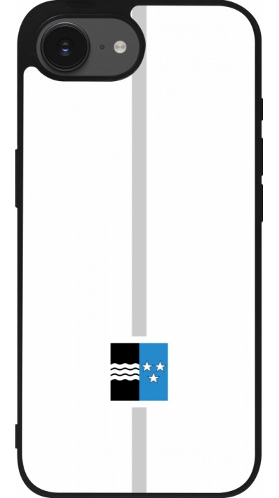Coque iPhone 16e - Silicone rigide noir Canton AG blanc