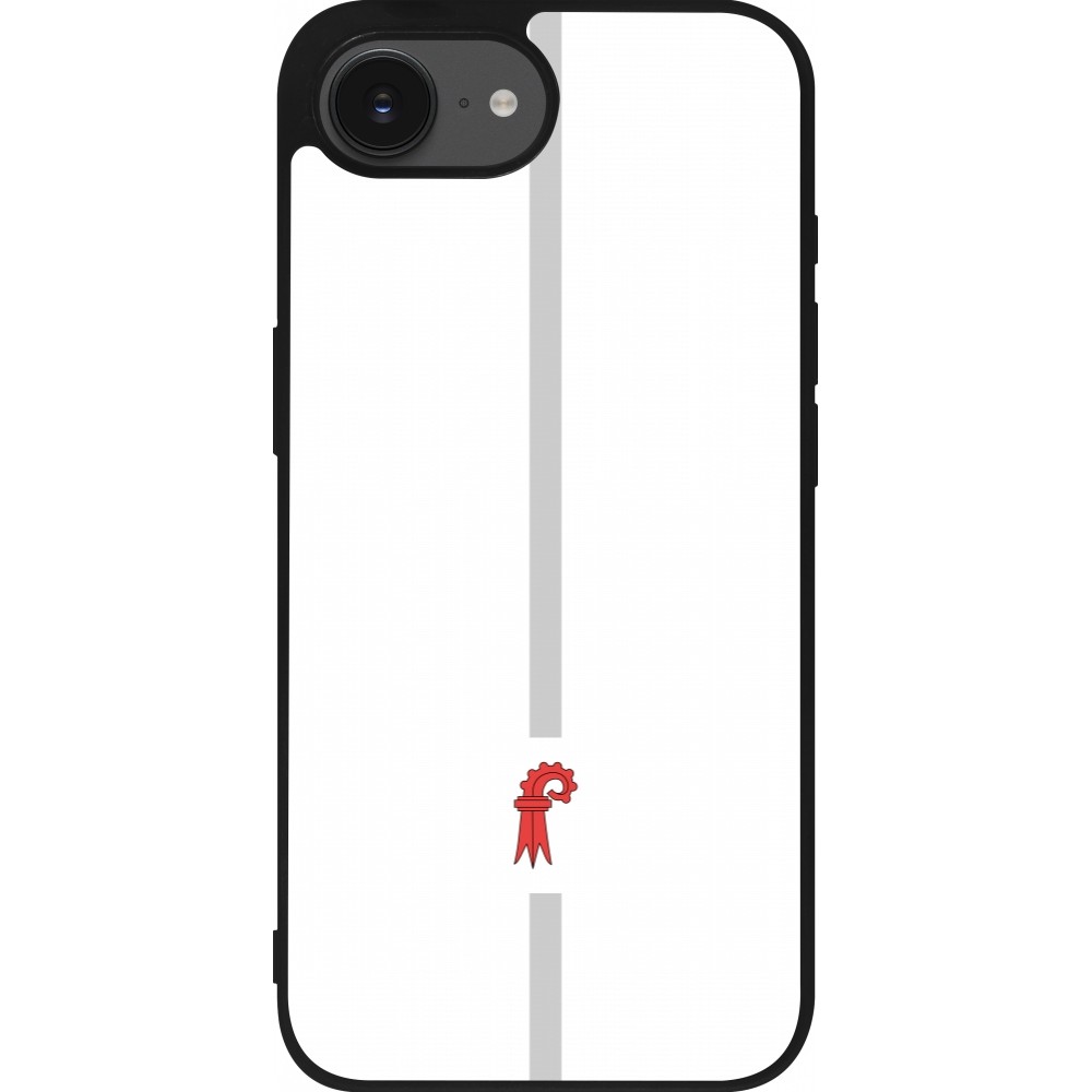 Coque iPhone 16e - Silicone rigide noir Canton BL blanc