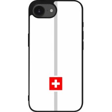 Coque iPhone 16e - Silicone rigide noir Canton CH blanc