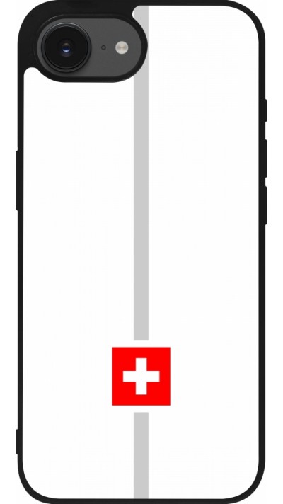 Coque iPhone 16e - Silicone rigide noir Canton CH blanc