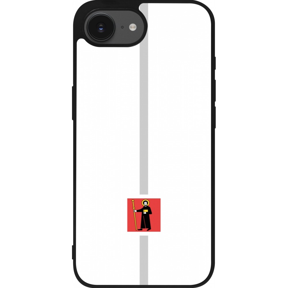 Coque iPhone 16e - Silicone rigide noir Canton GL blanc