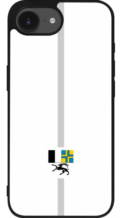 Coque iPhone 16e - Silicone rigide noir Canton GR blanc