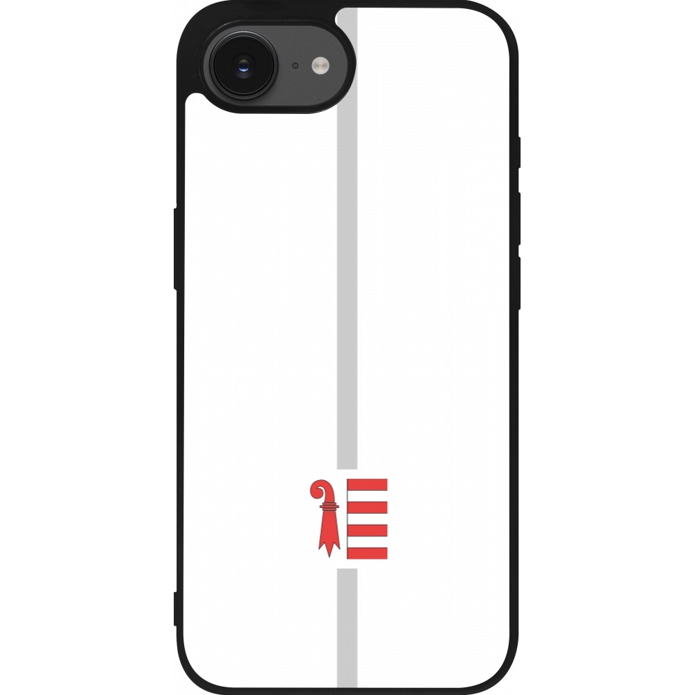 Coque iPhone 16e - Silicone rigide noir Canton JU blanc