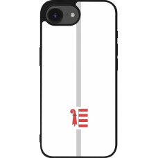 Coque iPhone 16e - Silicone rigide noir Canton JU blanc