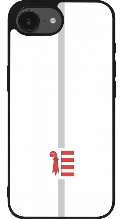 Coque iPhone 16e - Silicone rigide noir Canton JU blanc