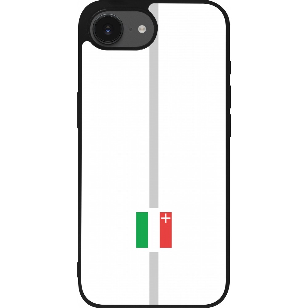 Coque iPhone 16e - Silicone rigide noir Canton NE blanc