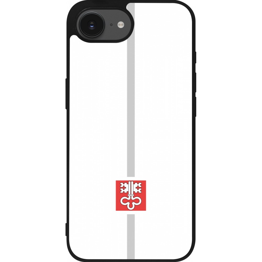 Coque iPhone 16e - Silicone rigide noir Canton NW blanc