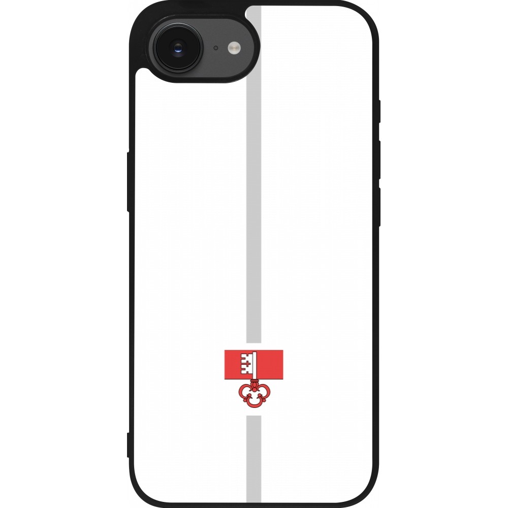 Coque iPhone 16e - Silicone rigide noir Canton OW blanc