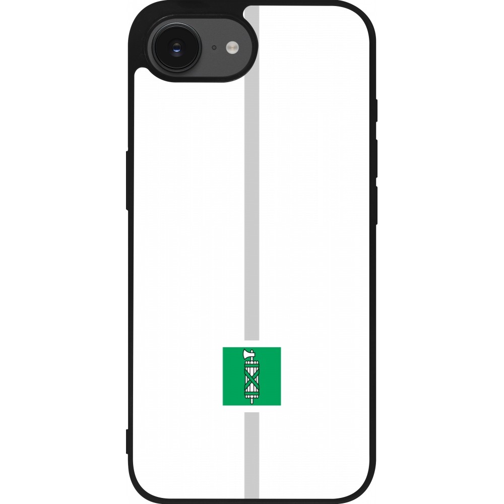 Coque iPhone 16e - Silicone rigide noir Canton SG blanc