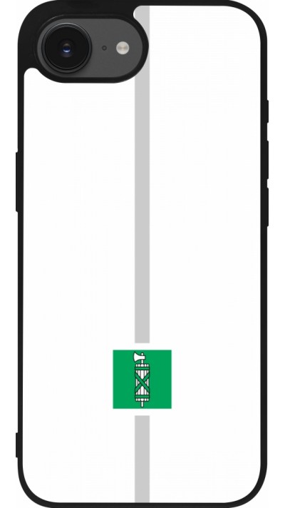 Coque iPhone 16e - Silicone rigide noir Canton SG blanc