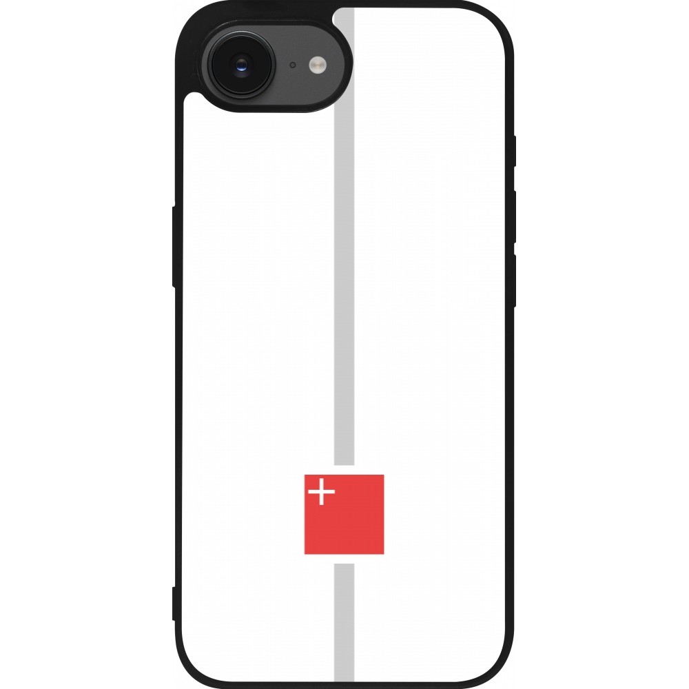 Coque iPhone 16e - Silicone rigide noir Canton SZ blanc