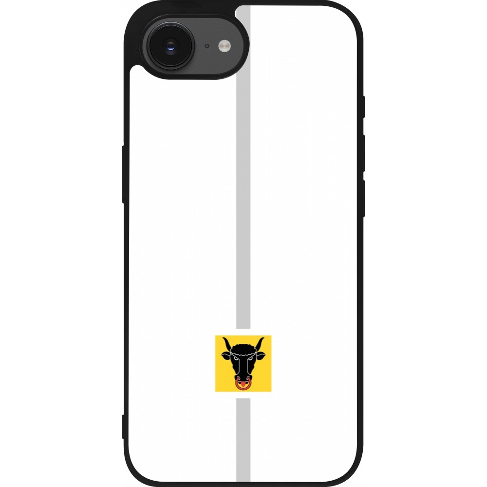 Coque iPhone 16e - Silicone rigide noir Canton UR blanc