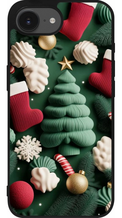 Coque iPhone 16e - Silicone rigide noir Christmas 25 Christmas textiles