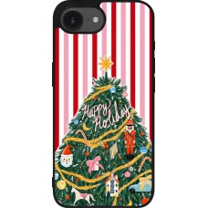 Coque iPhone 16e - Silicone rigide noir Christmas 25 Happy Holiday