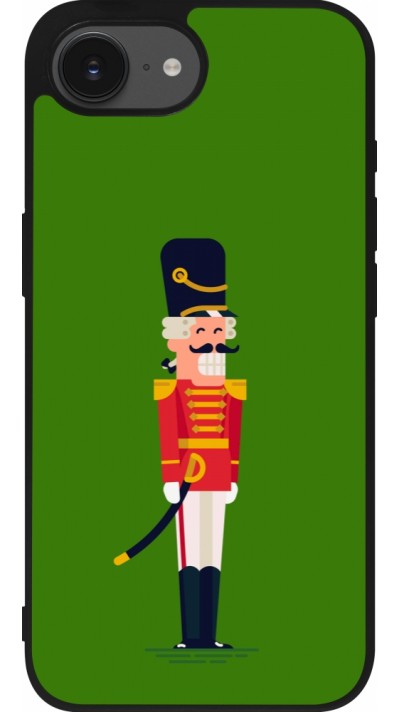 Coque iPhone 16e - Silicone rigide noir Christmas 25 Nutcracker Green