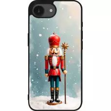 Coque iPhone 17e / 16e - Silicone rigide noir Christmas 25 Nutcracker Snow