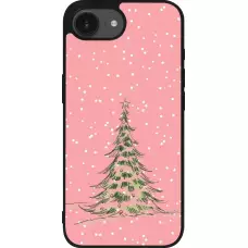 Coque iPhone 17e / 16e - Silicone rigide noir Christmas 25 Pink Tree