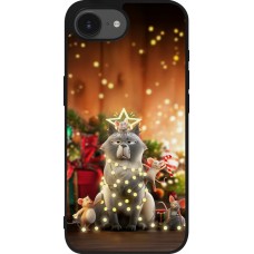 Coque iPhone 16e - Silicone rigide noir Christmas 25 Xmas Cat