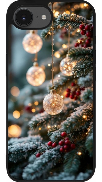 Coque iPhone 16e - Silicone rigide noir Christmas 25 Xmas Decorated Tree