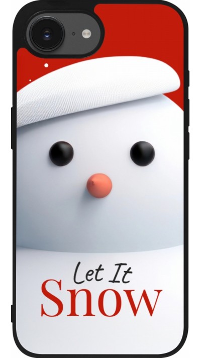 Coque iPhone 16e - Silicone rigide noir Christmas 25 Xmas Snowman
