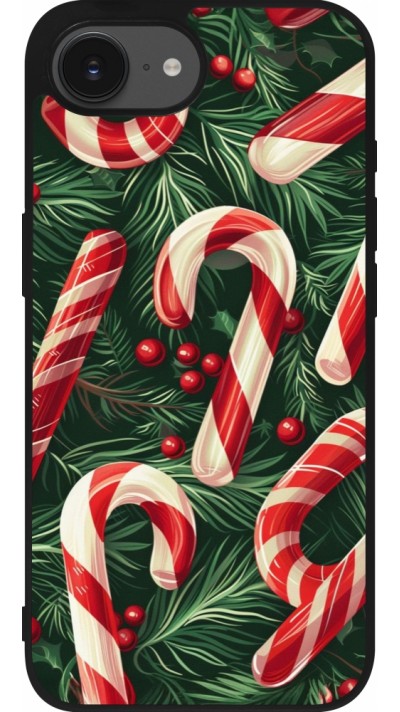 Coque iPhone 16e - Silicone rigide noir Christmas 25 Xmas Stick