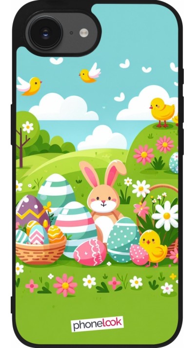 iPhone 16e Case Hülle - Silikon schwarz Ostern 2025 Gruen