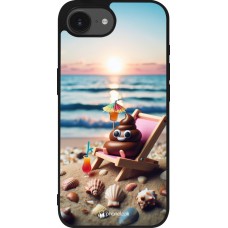 iPhone 16e Case Hülle - Silikon schwarz Kackhaufen Emoji auf Liegestuhl