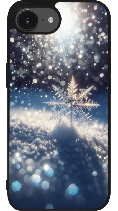 iPhone 16e Case Hülle - Silikon schwarz Schneeflocke Solar Glanz