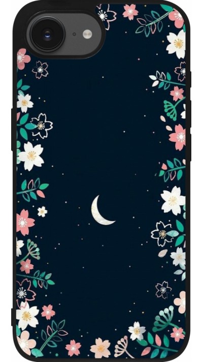 Coque iPhone 17e / 16e - Silicone rigide noir Flowers space
