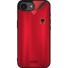 Coque iPhone 17e / 16e - Silicone rigide noir Maillot de football Albanie personnalisable