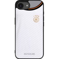 Coque iPhone 17e / 16e - Silicone rigide noir Maillot de football Allemagne 2022 personnalisable