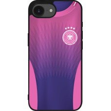 Coque iPhone 17e / 16e - Silicone rigide noir Maillot de football Allemagne Extérieur personnalisable