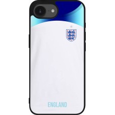 Coque iPhone 17e / 16e - Silicone rigide noir Maillot de football Angleterre 2022 personnalisable
