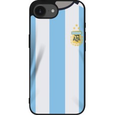 Coque iPhone 17e / 16e - Silicone rigide noir Maillot de football Argentine 2022 personnalisable