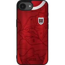 Coque iPhone 17e / 16e - Silicone rigide noir Maillot de football Autriche personnalisable