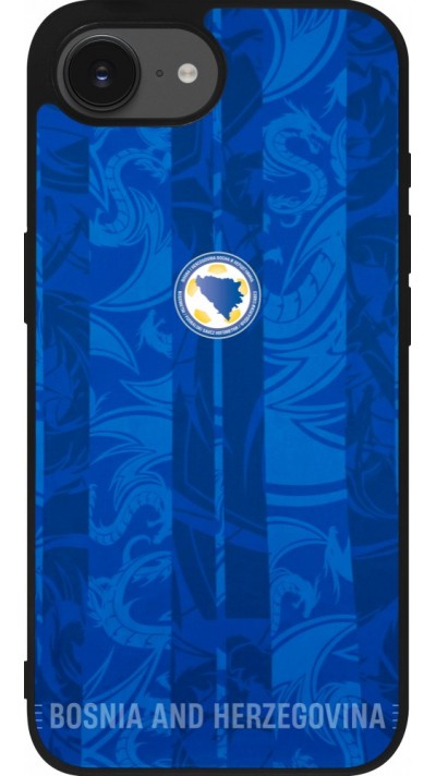 Coque iPhone 17e / 16e - Silicone rigide noir Maillot de football Bosnie-Herzégovine 2026 personnalisable