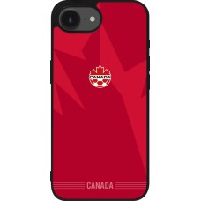 Coque iPhone 17e / 16e - Silicone rigide noir Maillot de football Canada 2026 personnalisable