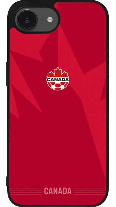 Coque iPhone 17e / 16e - Silicone rigide noir Maillot de football Canada 2026 personnalisable