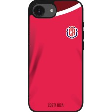 Coque iPhone 17e / 16e - Silicone rigide noir Maillot de football Costa Rica 2022 personnalisable