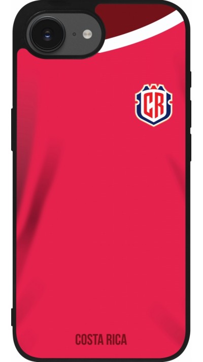 Coque iPhone 17e / 16e - Silicone rigide noir Maillot de football Costa Rica 2022 personnalisable