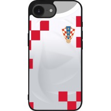Coque iPhone 17e / 16e - Silicone rigide noir Maillot de football Croatie 2022 personnalisable