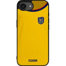 Coque iPhone 17e / 16e - Silicone rigide noir Maillot de football Equateur 2022