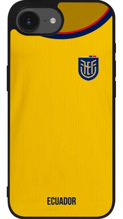 Coque iPhone 17e / 16e - Silicone rigide noir Maillot de football Equateur 2022
