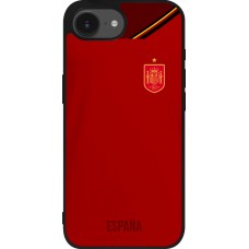 Coque iPhone 17e / 16e - Silicone rigide noir Maillot de football Espagne 2022 personnalisable