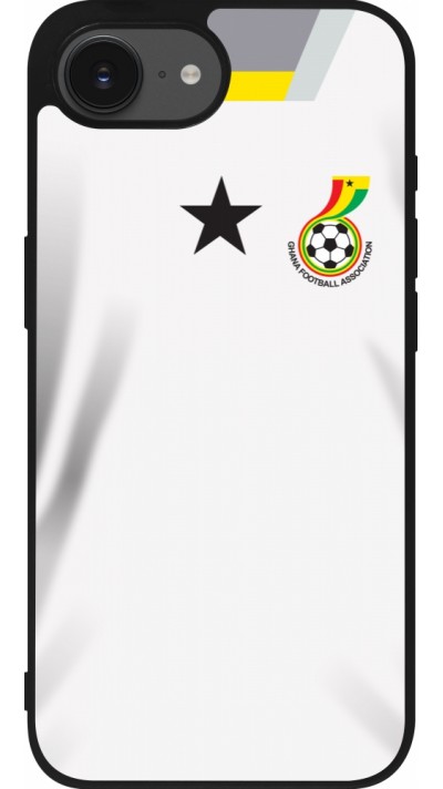 Coque iPhone 17e / 16e - Silicone rigide noir Maillot de football Ghana 2022 personnalisable
